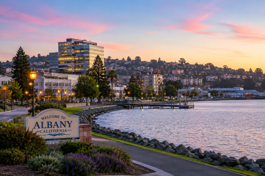 Waterfront view of Albany, California, representing Diamond Clean's professional house cleaning services for local homeowners.